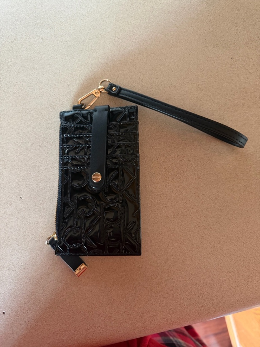 Calvin Klein Black Patent Wristlet Wallet